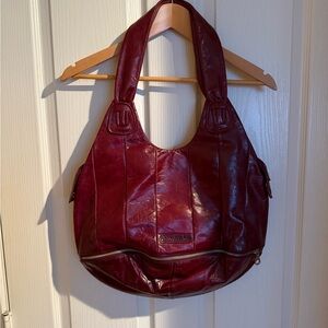 Cranberry Red Leather Shoulder Bag